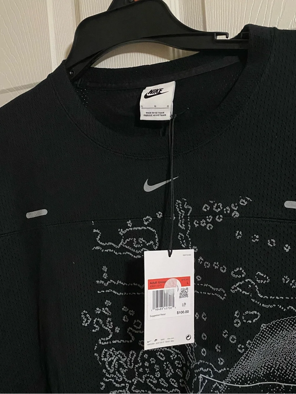 Nike Street Vision LS Black Mesh Jersey Top Oversized Unisex Size Large